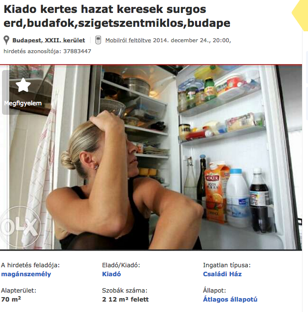 Szomorú nő a hűtő előtt házat keres