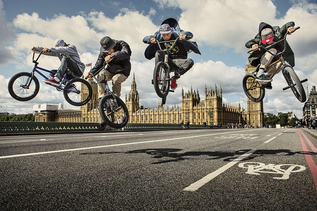 Anhony Perrin, Simone Barraco, Bruno Hoffmann and Kriss Kyle perform during the Red Bull Local Hero Tour at the Houses of Parliament in London, United Kingdom on August 19th 2014  // Rutger Pauw / Red Bull Content Pool // P-20140820-00006 // Usage for editorial use only // Please go to www.redbullcontentpool.com for further information. //