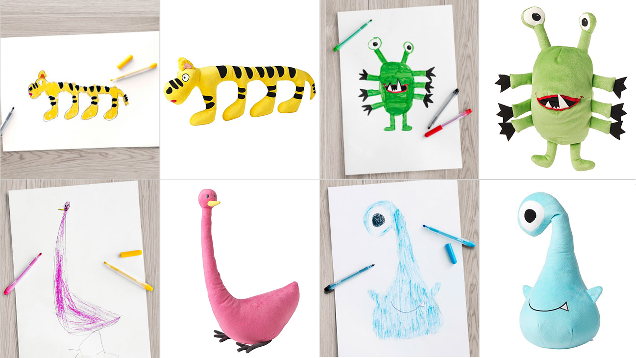 Tíz gyerekrajzot alakított plüssjátékká az IKEA