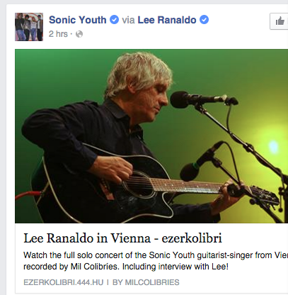 A Sonic Youth posztolta az Ezer Kolibri videóját