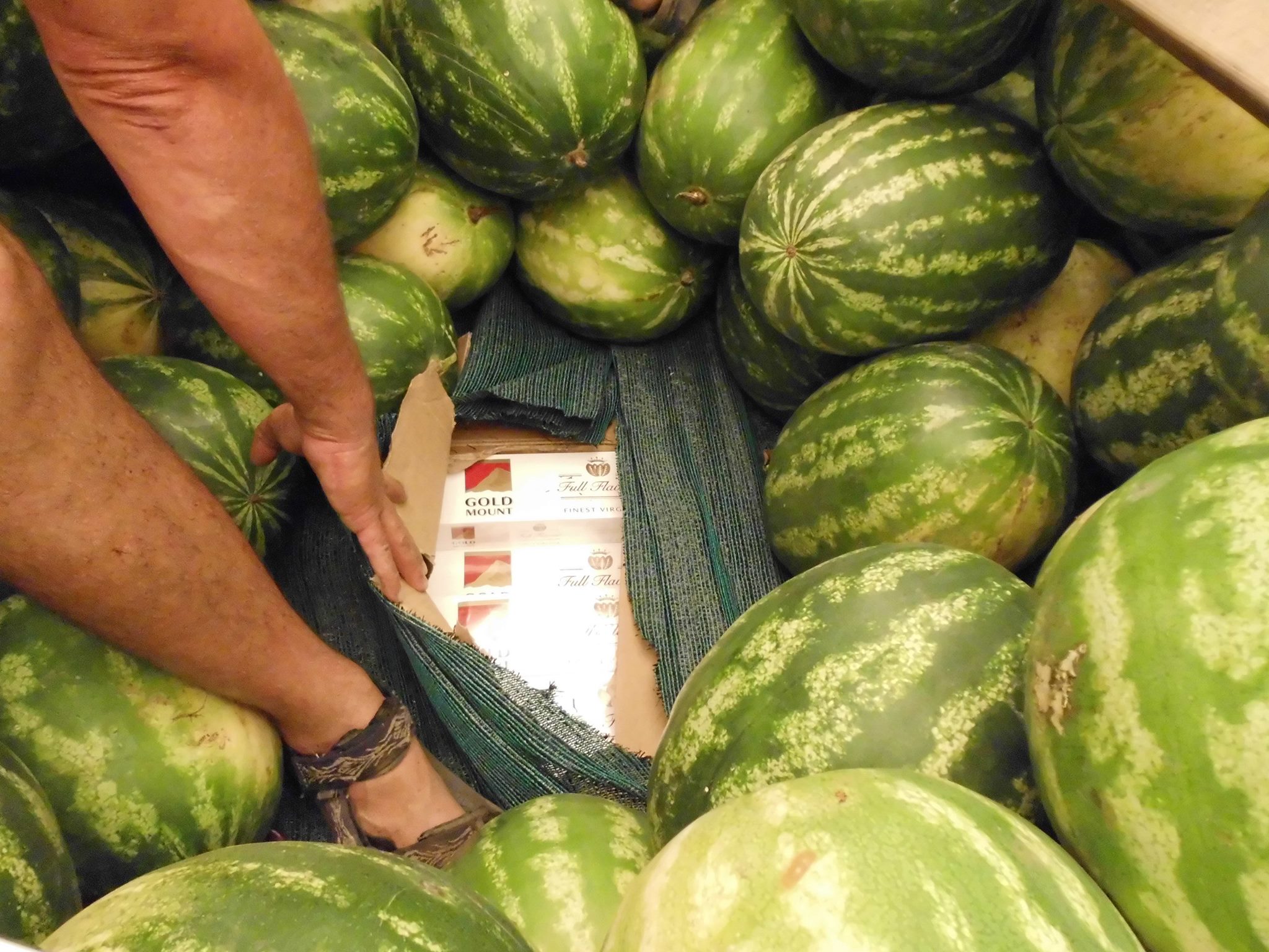 Több tonna görögdinnye alatt csempészte a cigit a bolgár kamionos