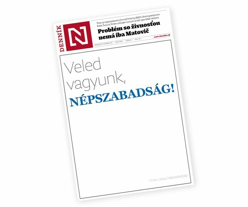 A Népszabadsággal szolidarító címlappal jelenik meg hétfőn a szlovák  Denník N
