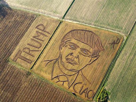 Traktorral készítette el Trump portréját egy olasz művész
