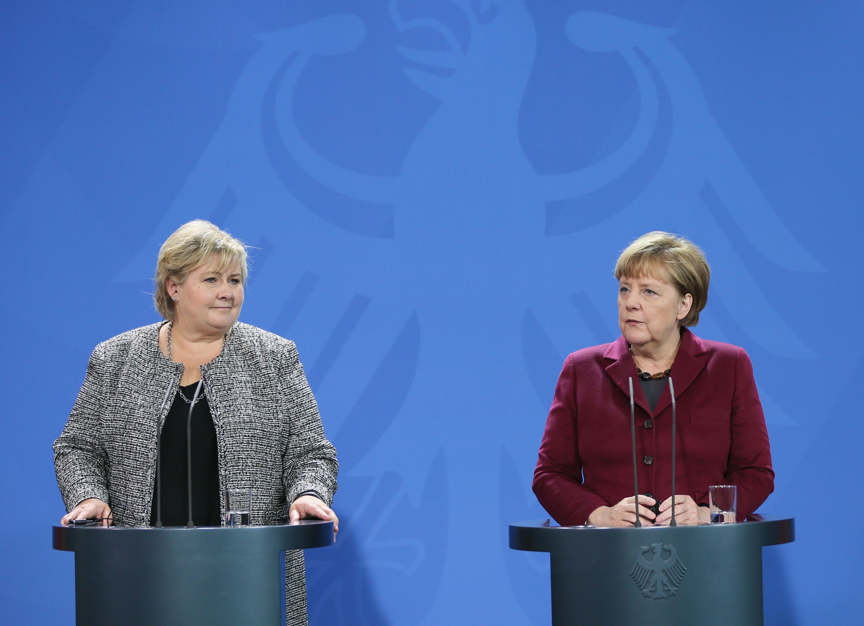 Erna Solberg és Angela Merkel (Cuneyt Karadag / ANADOLU AGENCY)