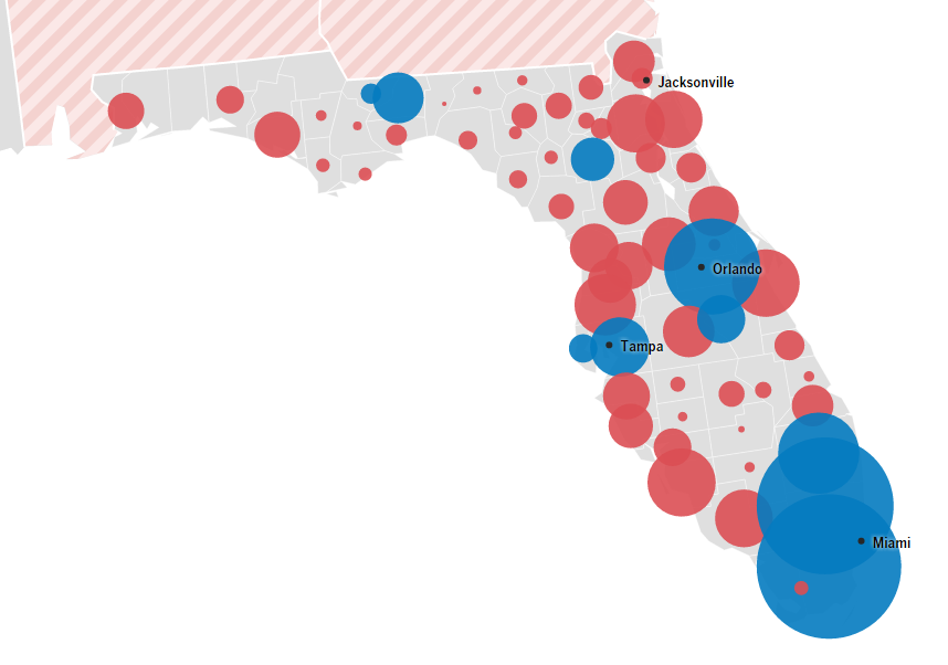 Pár száz szavazat a különbség Floridában magas feldolgozottság mellett