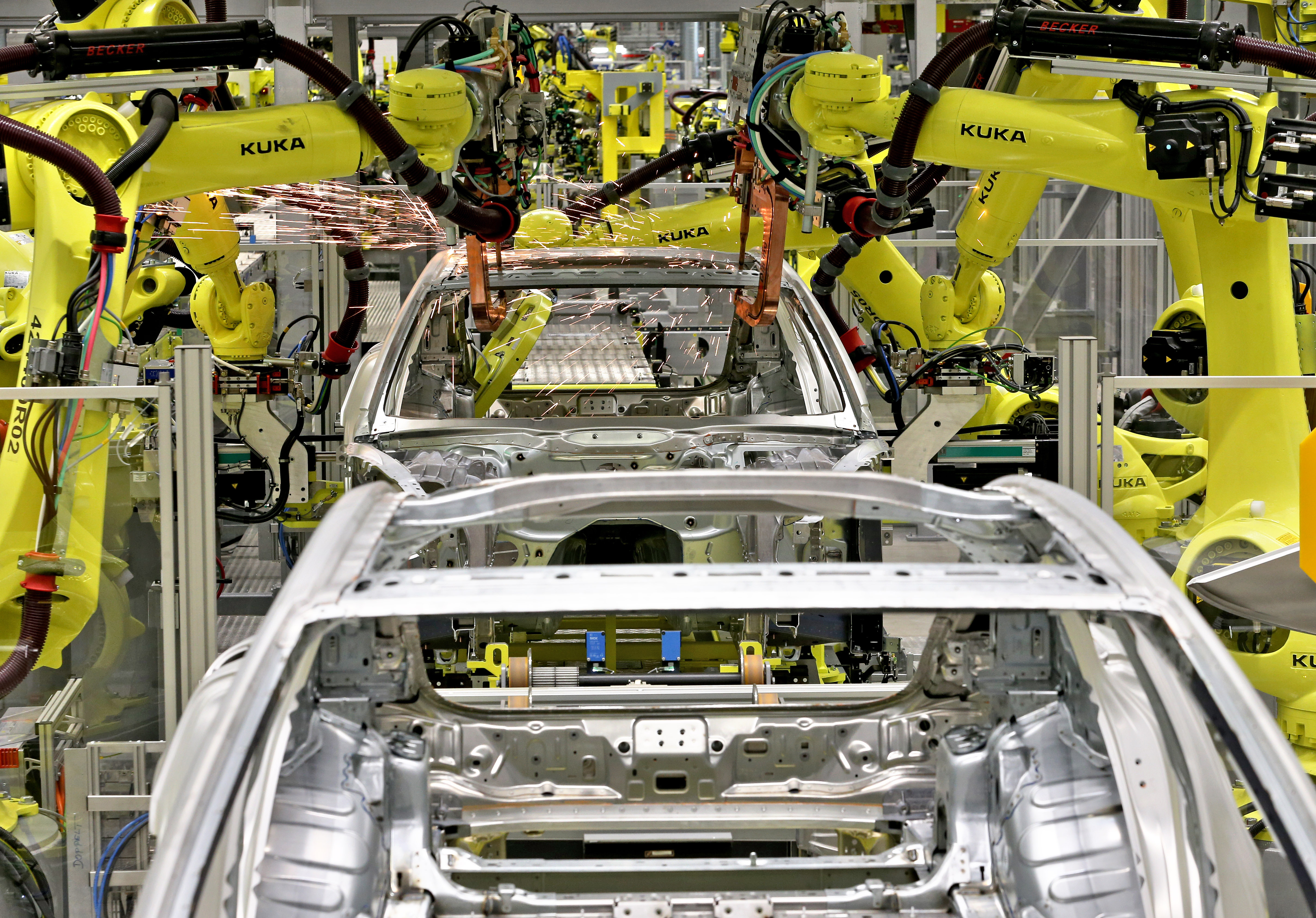 Robotkarok a Porsche lipcsei gyárában (JAN WOITAS / DPA)