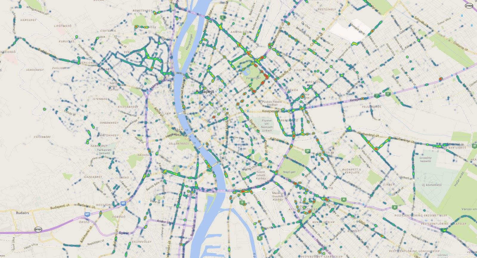 A Waze szerint így néz ki Budapest kátyútérképe