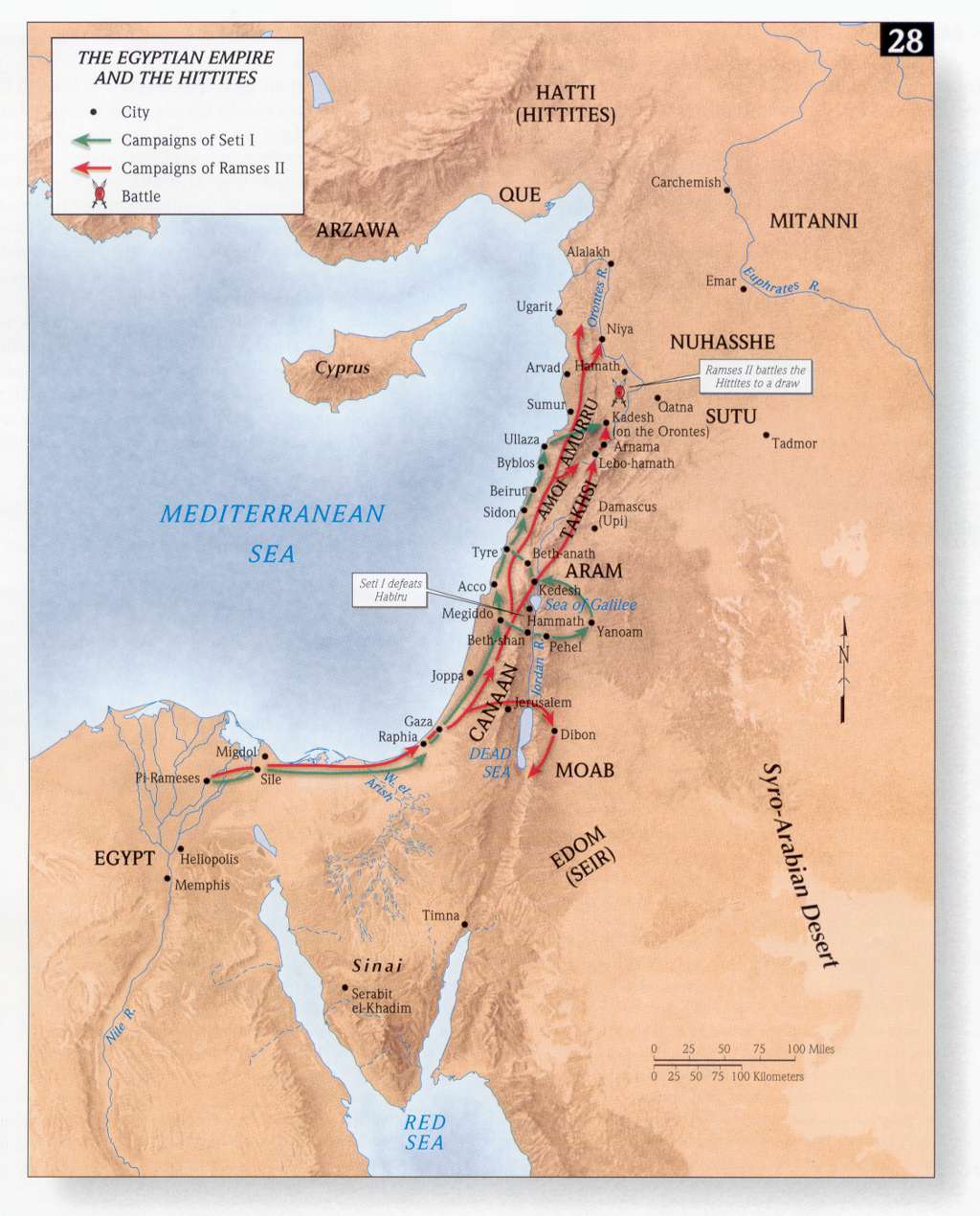 Térkép I. Széthi és II. Ramszesz kánaáni hadjáratairól