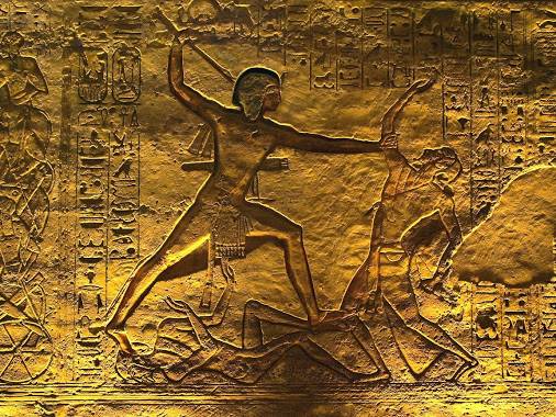 II. Ramszesz legyőzi az ellenfelet, relief, Abu Szimbel