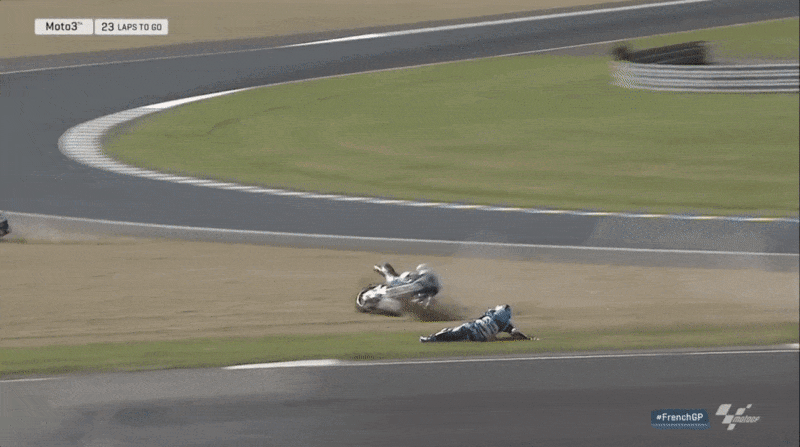 Gonosz olajfolt tizedelte meg a MotoGP Le Mans-i versenyének mezőnyét
