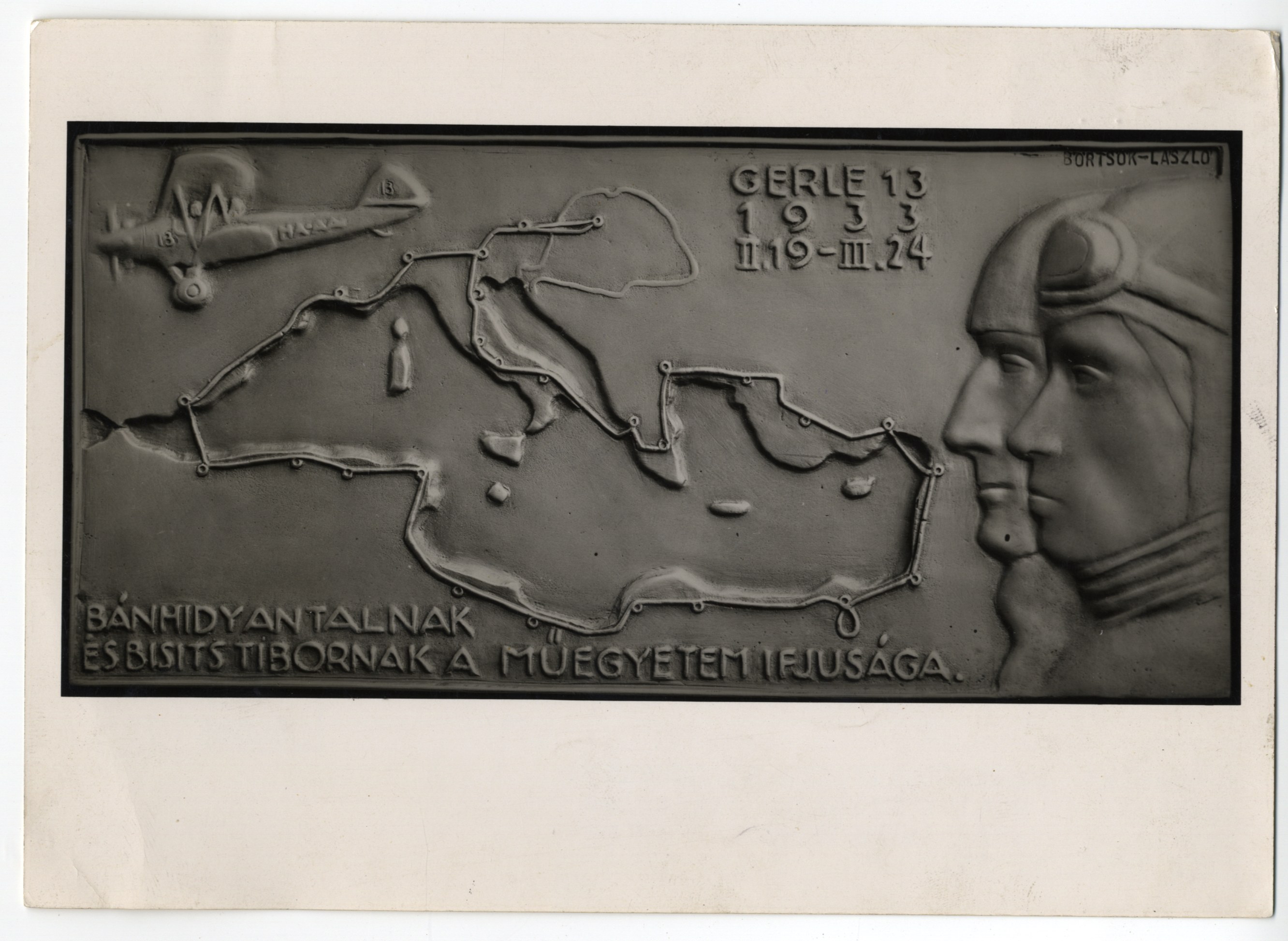 A Gerle 13 földközi-tengeri útjának emlékére készült plakett