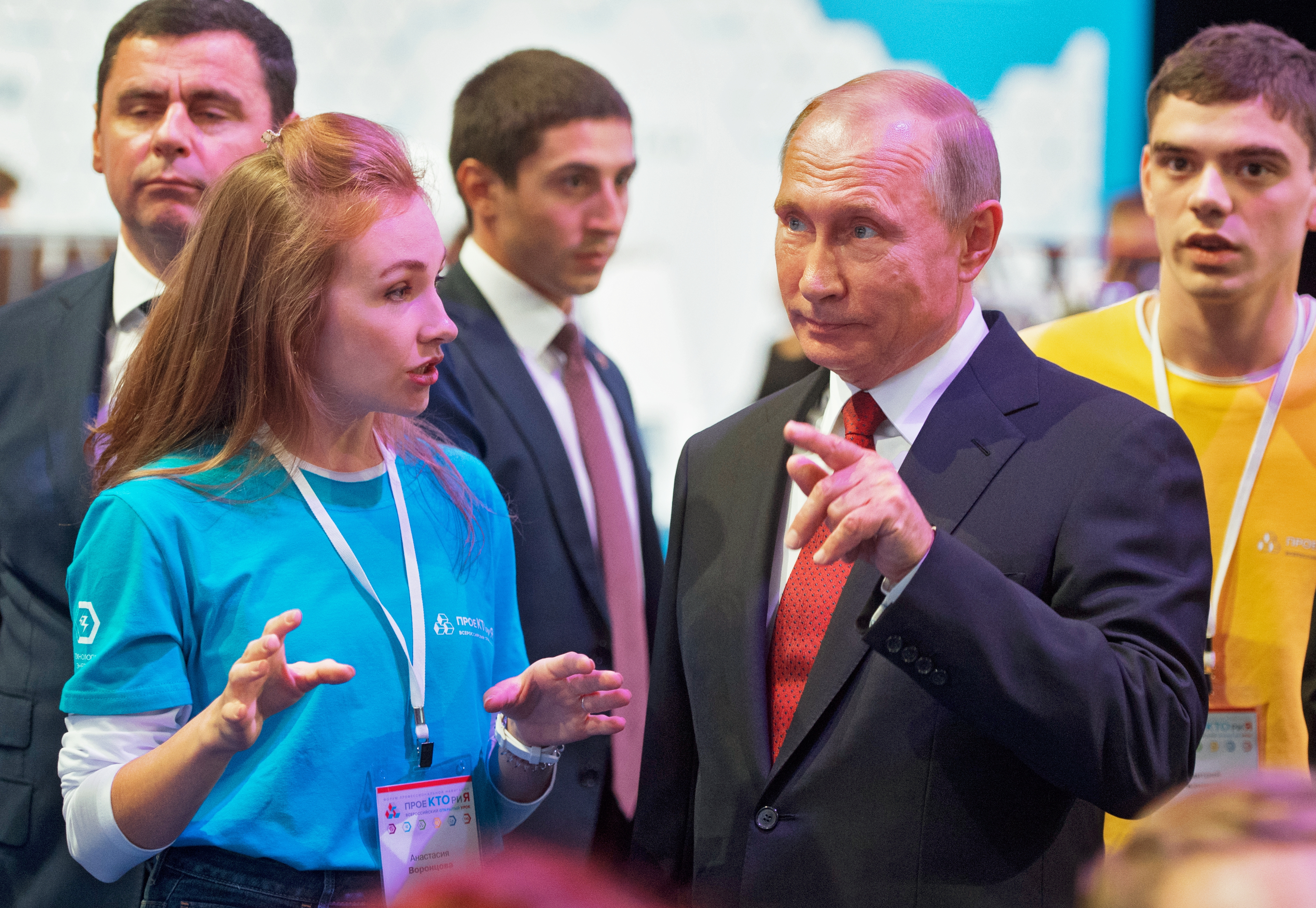 Vlagyimir Putyin a Projektorija tudományos diákfórumon, Jaroszlavlban.