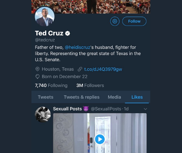 Ted Cruz pornót lájkolt a Twitteren