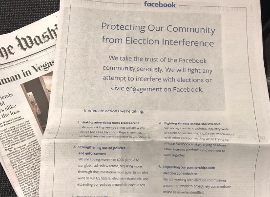 Fizetett New York Times- és a Washington Post hirdetésekben mosakszik a Facebook