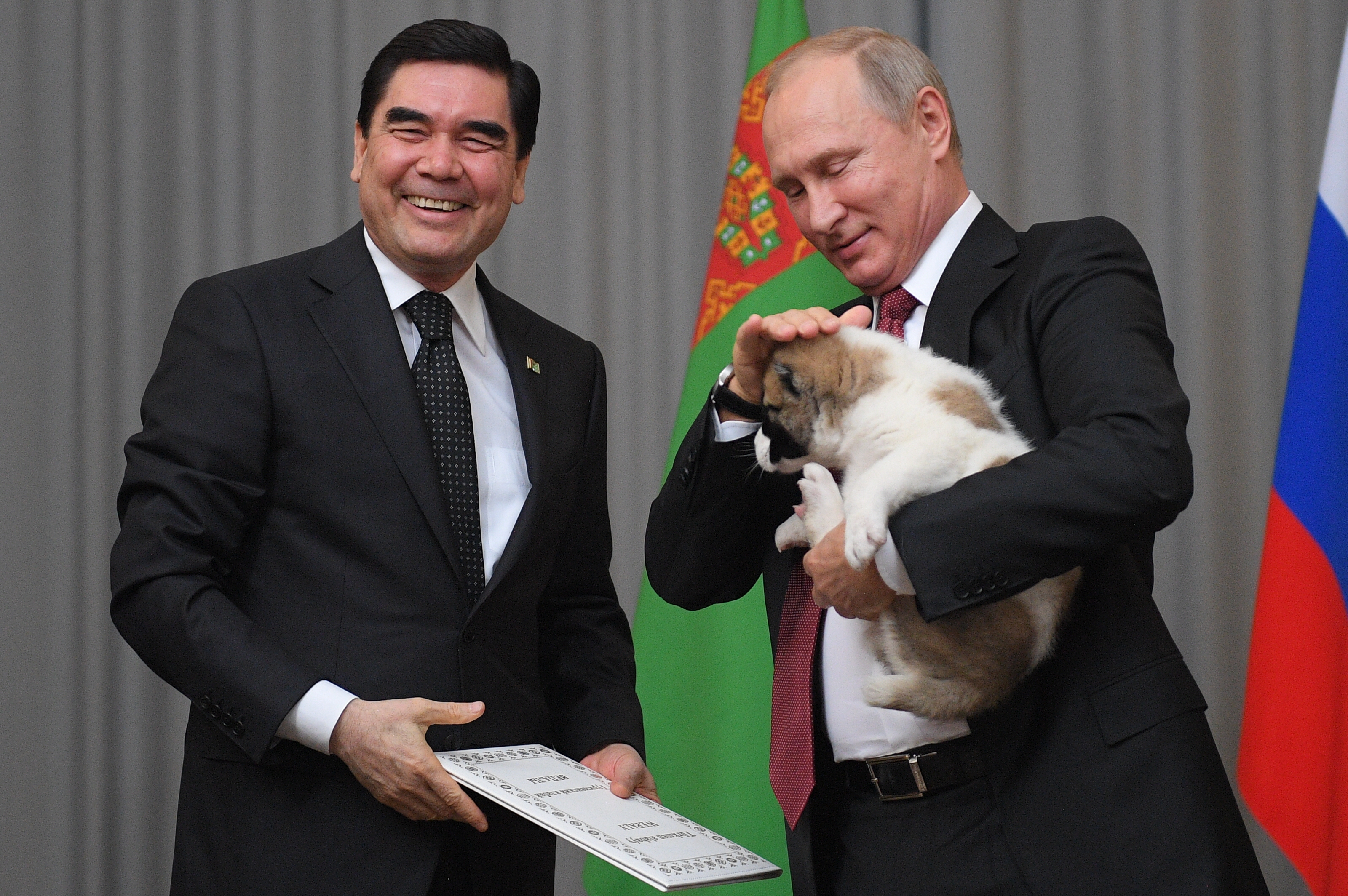 Kiskutyát kapott Putyin a türkmén elnöktől
