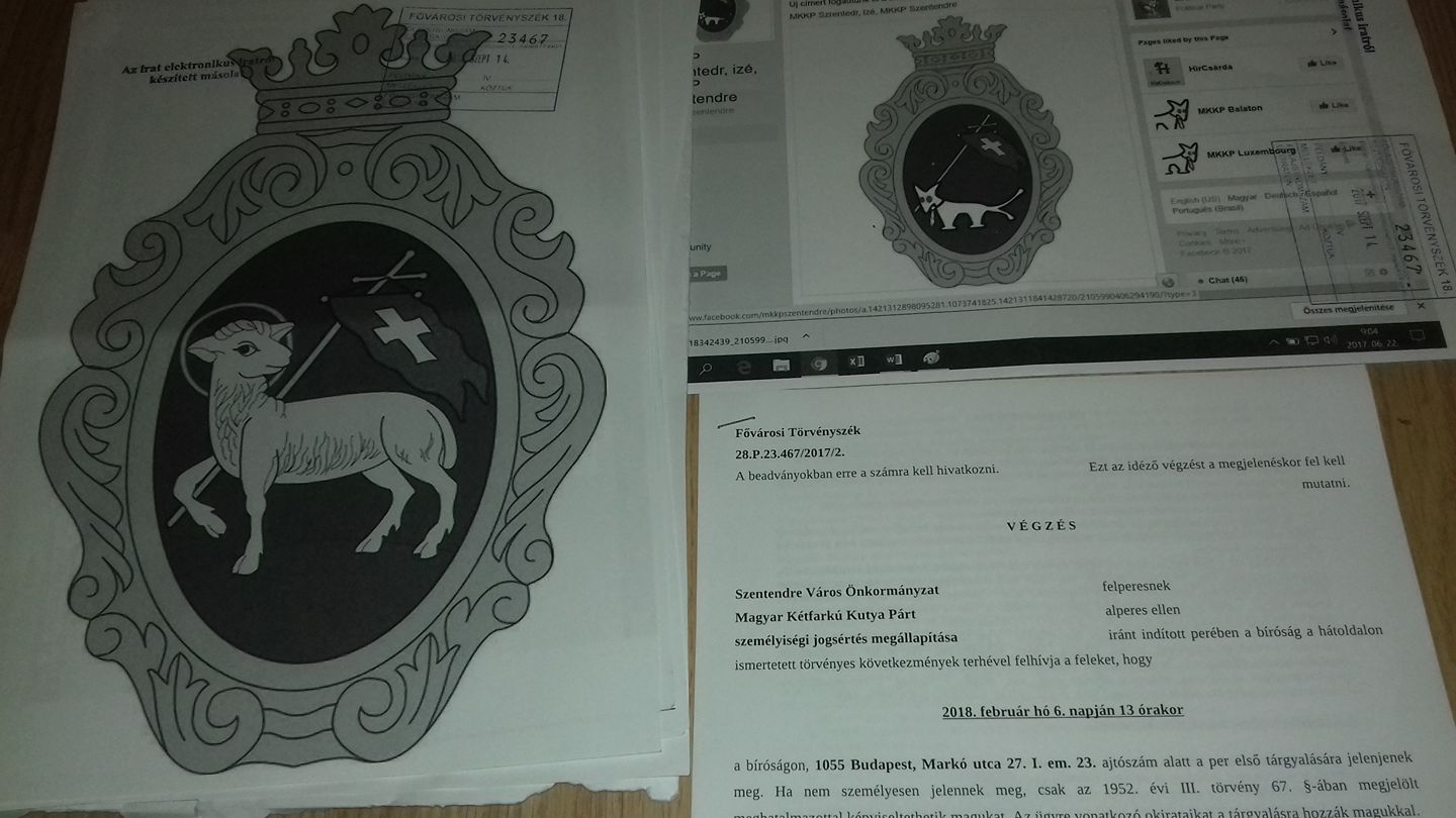 Szentendre önkormányzata feljelentette a kétfarkú kutyákat, mert a címerükben lévő birkát kétfarkú kutyára cserélték