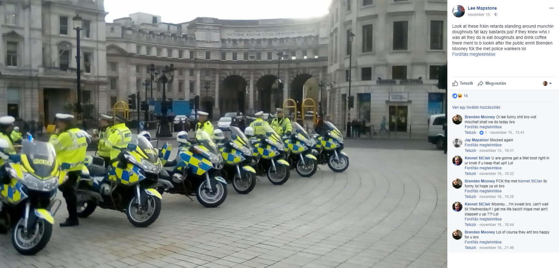 Facebookon gúnyolja a londoni rendőröket egy brit rabló
