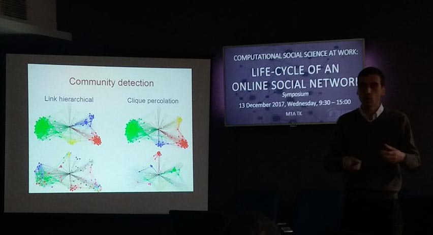 Life Cycle of an Online Social Network konferencia a Társadalomtudományi Kutatóközpontban, Török János előadása