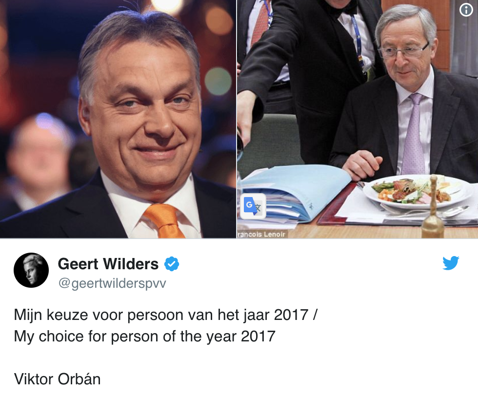 Geert Wildersnél Orbán Viktor az év embere