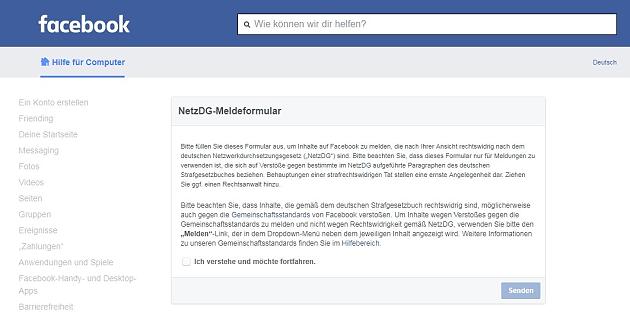 Így kezdődik egy feljelentés a Facebookon. Csak német IP-címről látható.