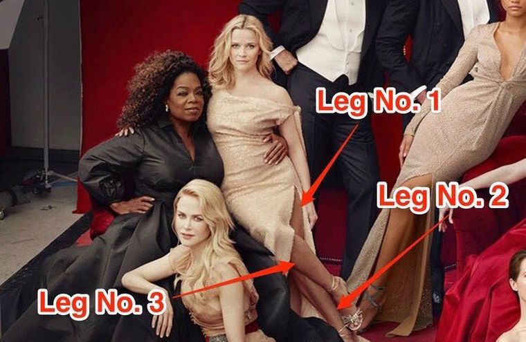 Reese Witherspoon egy extra lábat, Oprah Winfrey harmadik kezet kapott a Vanity Fair képszerkesztőitől