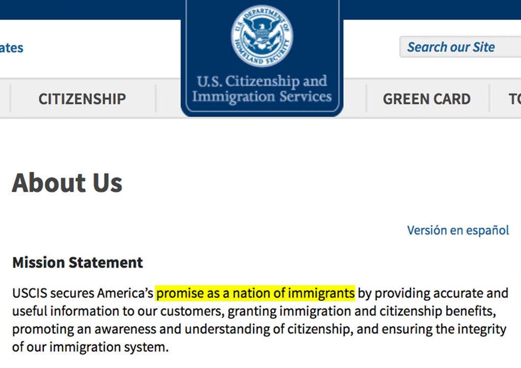 Az USA bevándorlásügyi hivatalának küldetéséből törlik a kifejezést, hogy az ország a bevándorlók nemzete