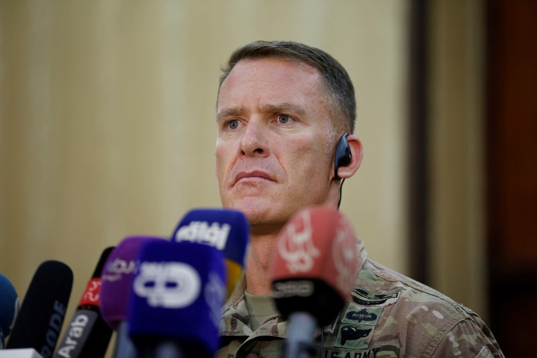 Ryan Dillon ezredes egy tavaly októberi bagdadi sajtótájékoztatóján.