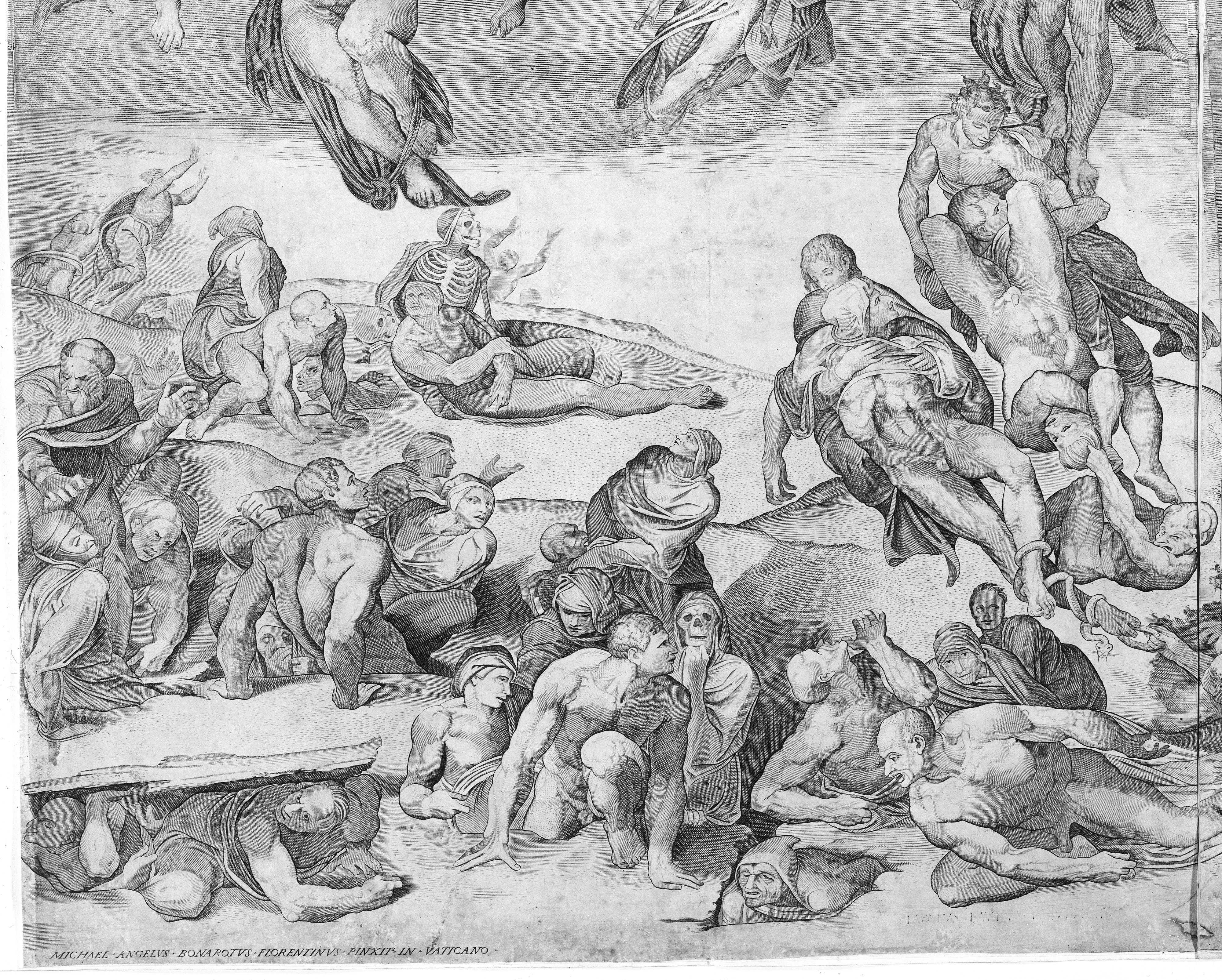 A holtak feltámadása. Michelangelo rajza nyomán a metszetet készítette Niccolò della Casa