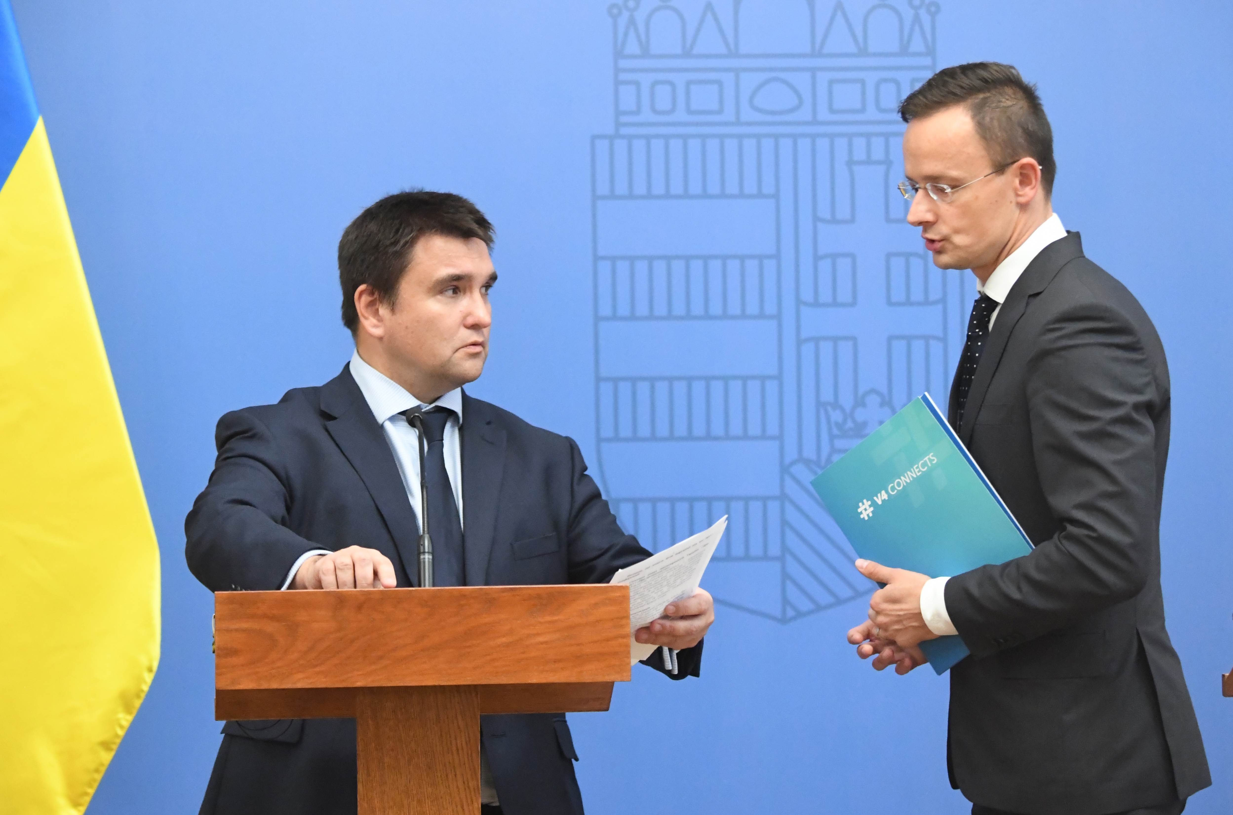 Pavlo Klimkin ukrán külügyminiszter és Szijjártó Péter.