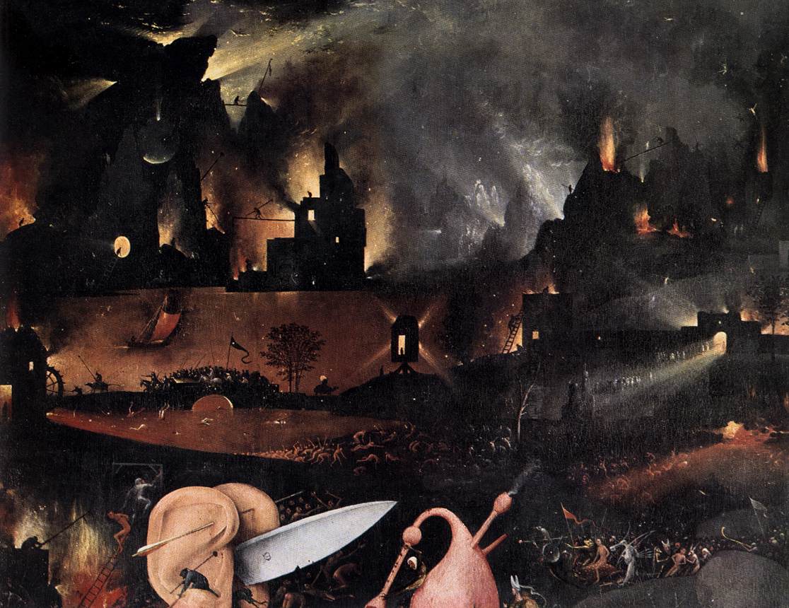 Részlet Hieronymus Bosch Gyönyörök kertje triptichonjának pokolvíziójából