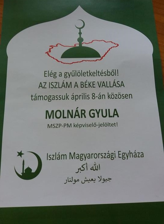 Újbudán szórólapon terjesztik, hogy már Molnár Gyula MSZP-elnök is az iszlám híve