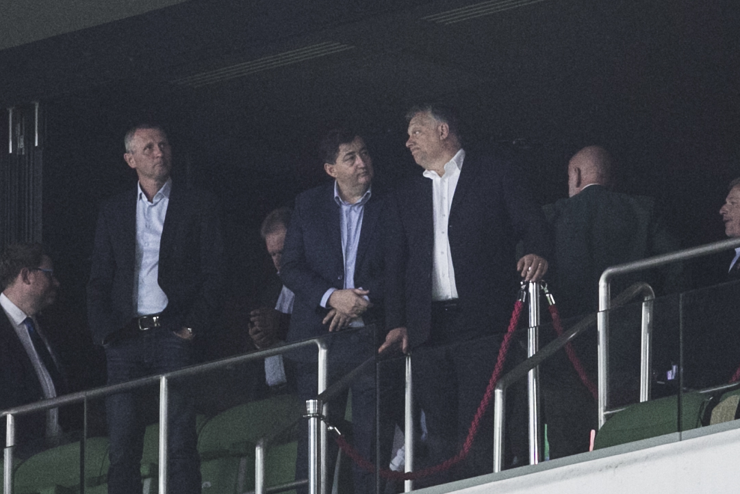Orbán Viktor és Mészáros Lőrinc a Magyar Kupa döntőjén, ahol a felcsúti futballklub kikapott az Újpest FC-től 2018. május 23-án.