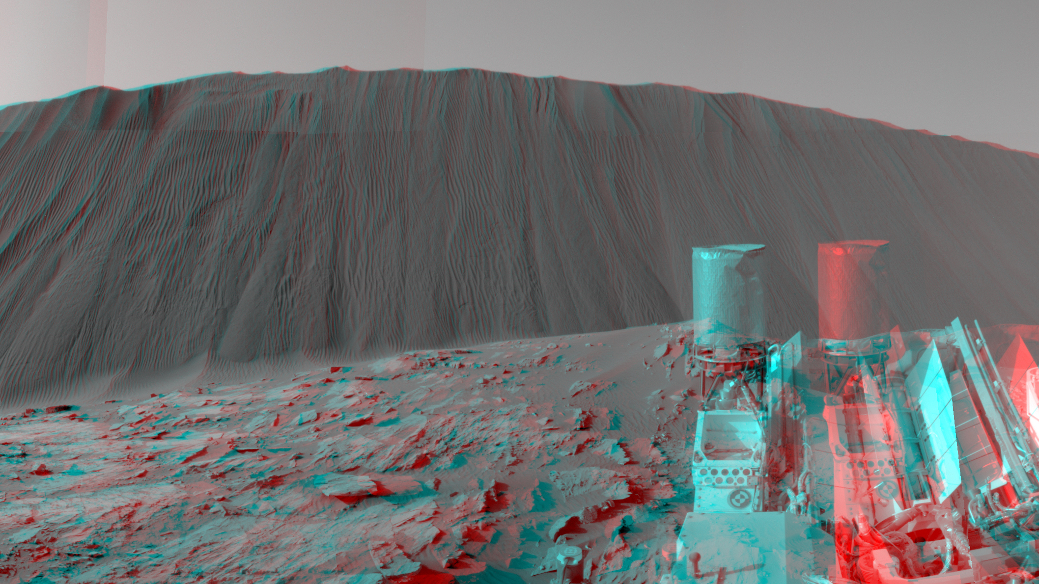 A kb. 4 méter magas Namíb-dűne hátsó oldalának 3D-s képe (2015. december 17.)