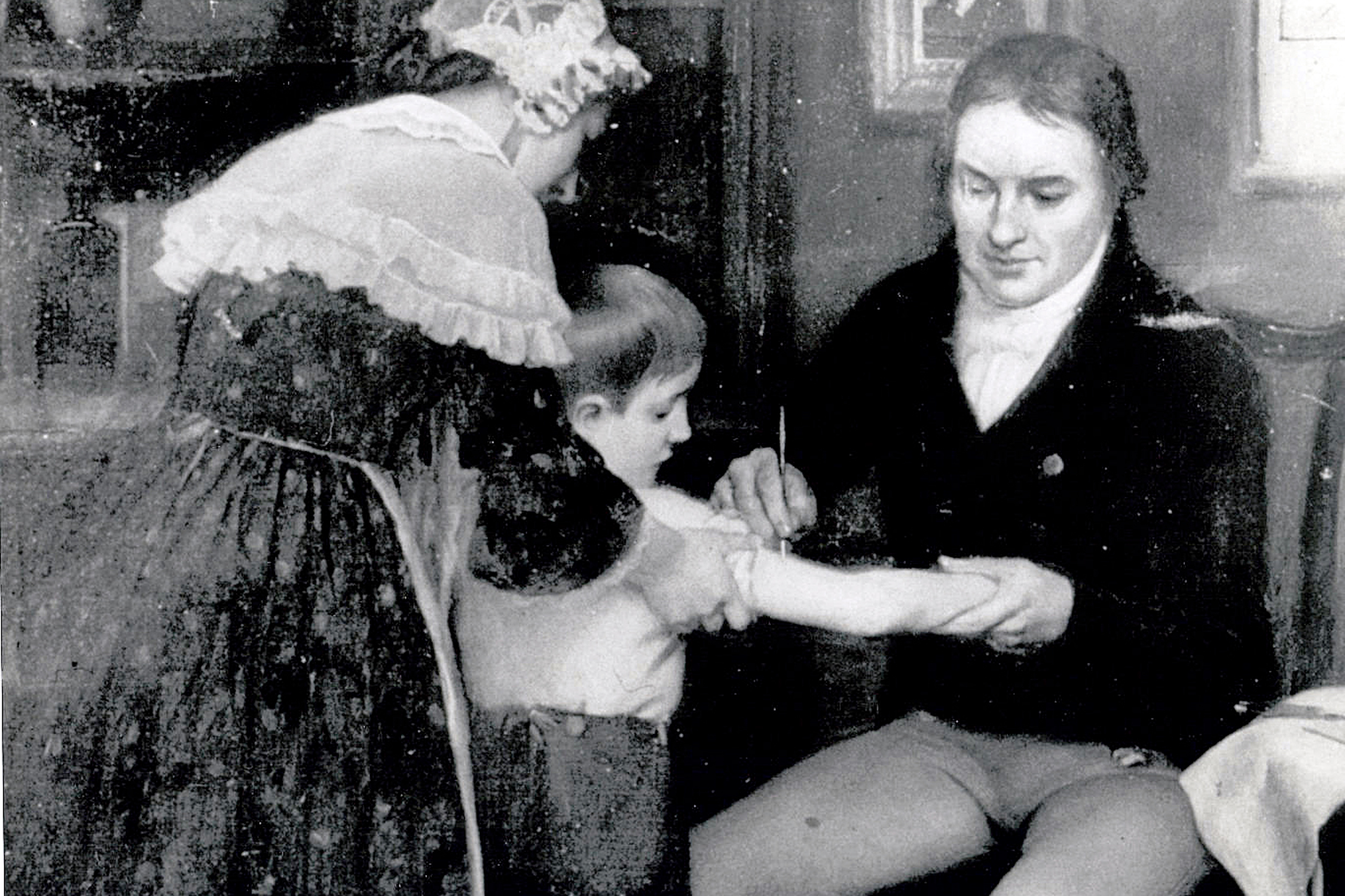 Edward Jenner fekete himlő ellen immunizál