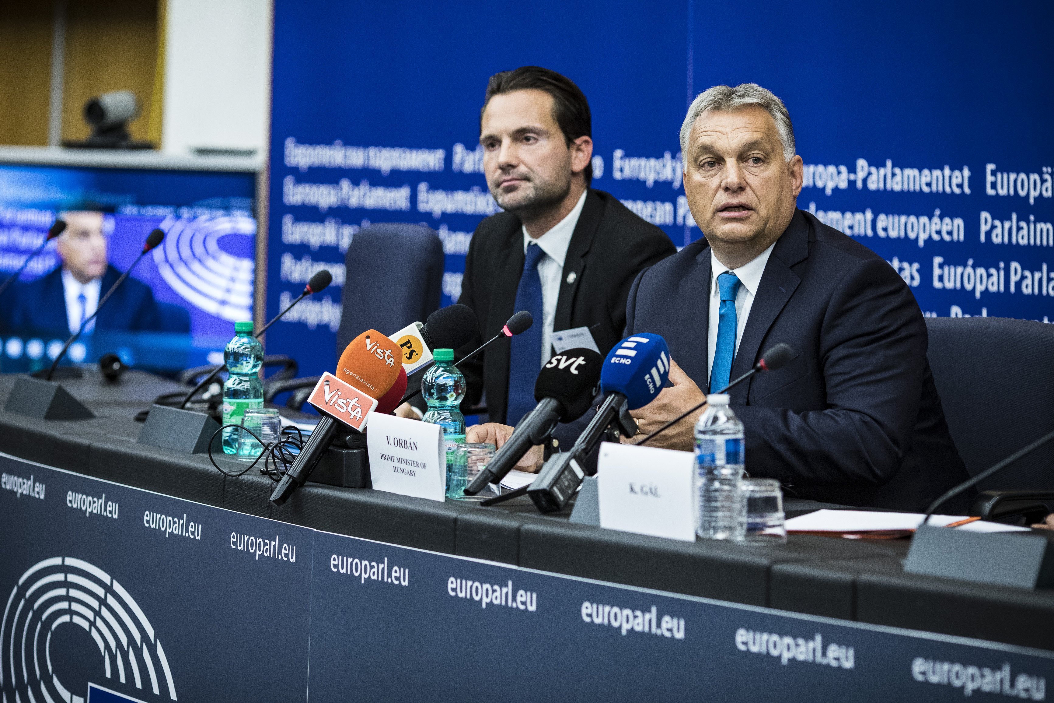 Orbán Viktor miniszterelnök sajtótájékoztatót tart az Európai Parlament vitája után Strasbourgban