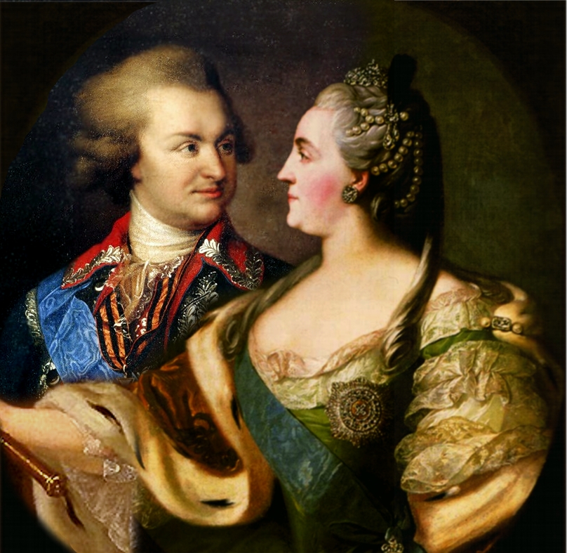 Patyomkin és Nagy Katalin. Két korabeli portré montázsa
