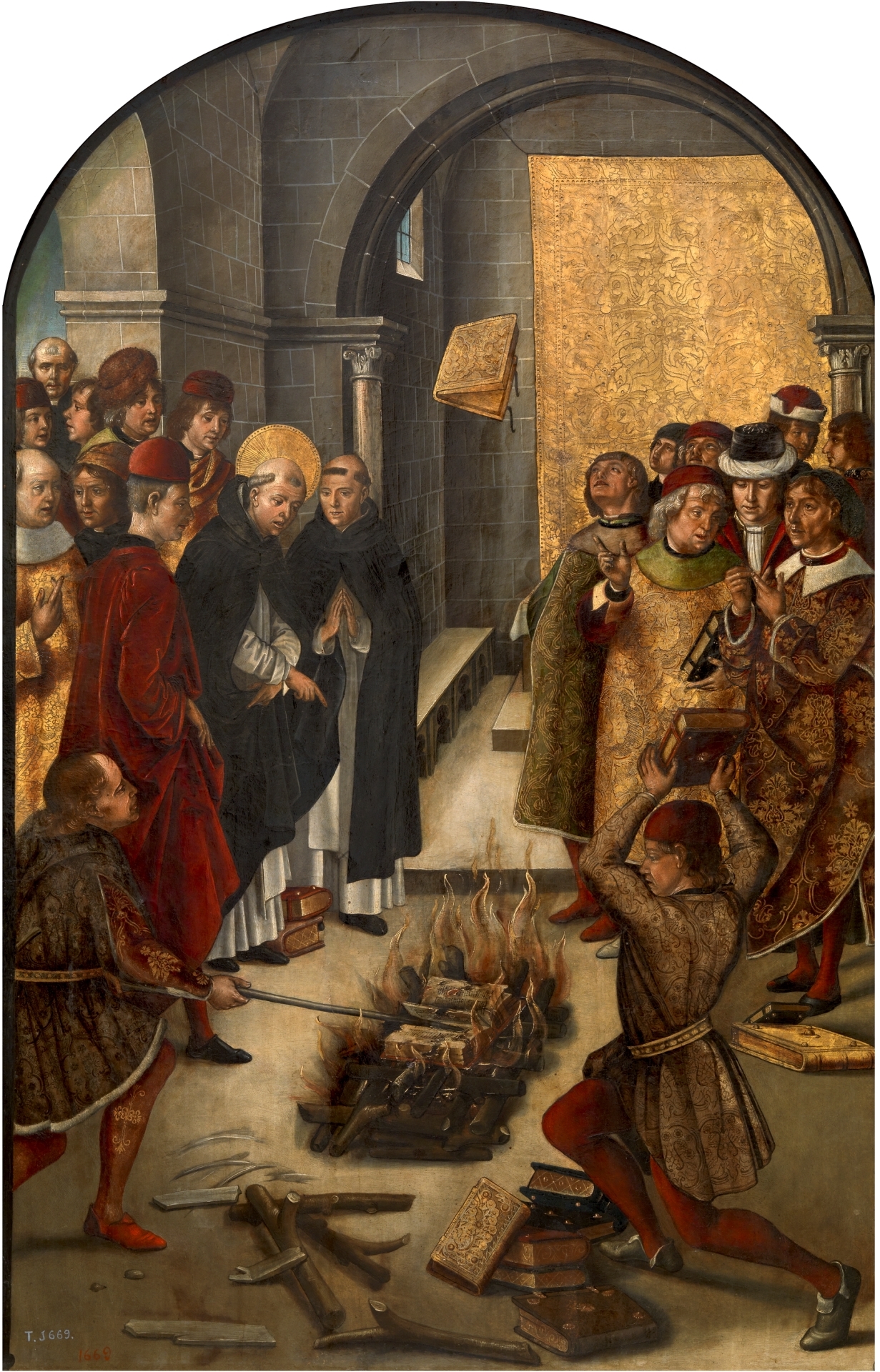 Pedro Berruguete 15. század végi festményén Szent Domonkos előtt teszik próbára a kathar és katolikus tanokat. Mindkét fél könyveit tűzre vetik, és ki hitte volna, a katolikusok könyvei maradnak épségben. Ez a legenda hivatott igazolni, hogy a katharok mindenben tévedtek.