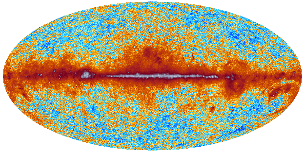 A Planck-műhold univerzumtérképe a mikrohullámú háttérsugárzás 30 és 857 GHz közötti tartományában