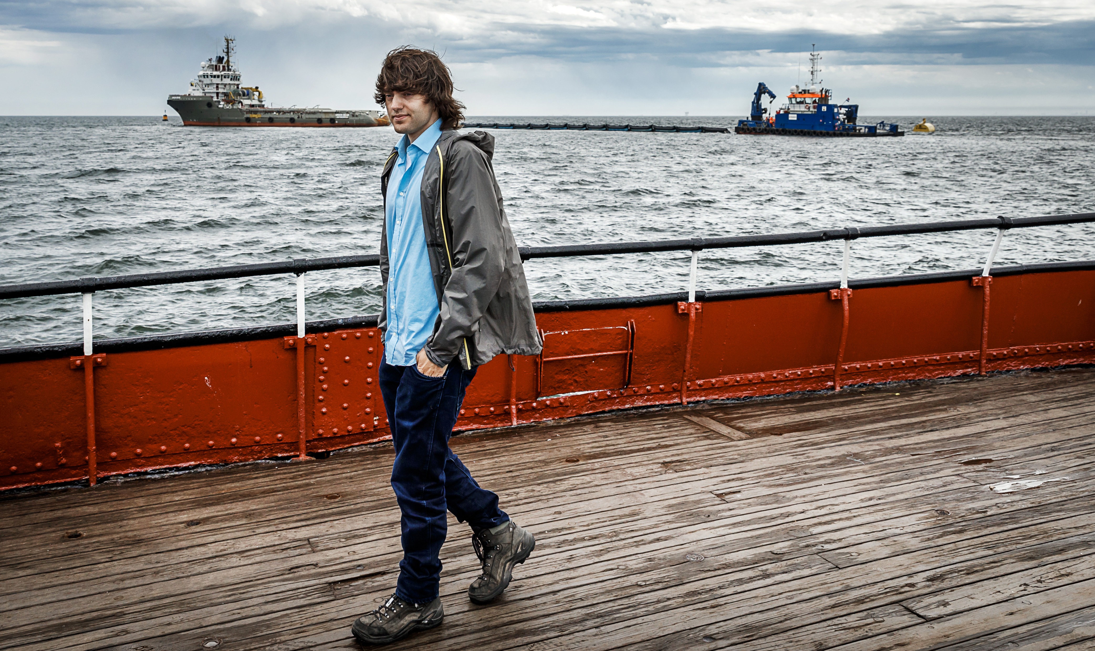 Boyan Slat feltaláló az Ocean Cleanup 2016-os hollandiai bemutatóján
