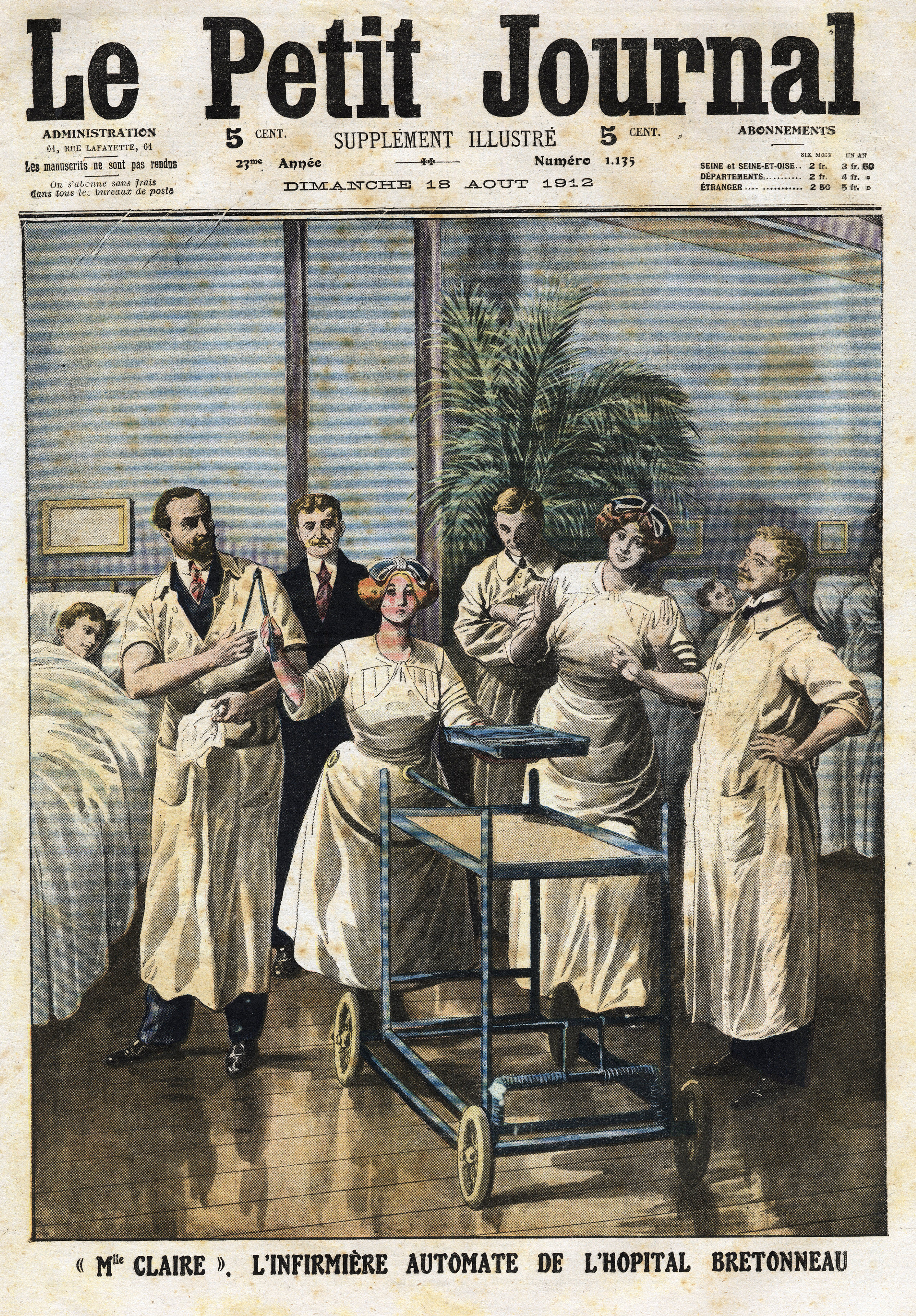 A párizsi Bretonneau kórház automata nővére 1912-ből a Petit Journal címlapján