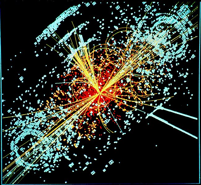 Két proton ütközése után egy Higgs-bozon áll elő a Nagy Hadronütköztetőben