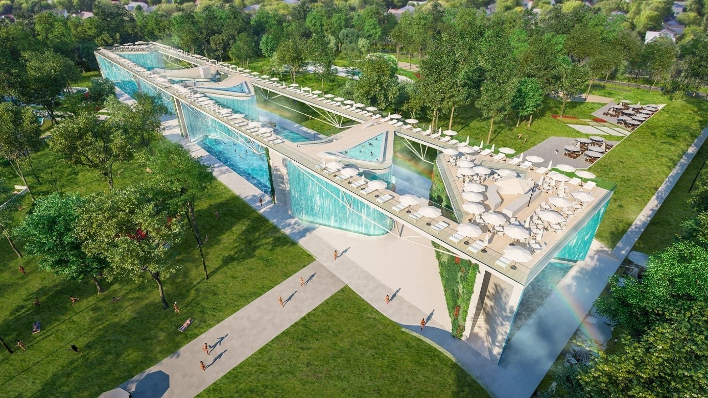 Óriásvízesésekkel épül 8,5 milliárd forintból innovatív strand Debrecenben
