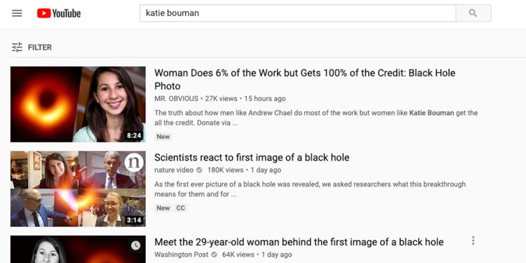 A YouTube keresési algoritmusa kellett ahhoz, hogy nőellenes gyűlölethullám dagadjon Katie Bouman feketelyuk-projektje körül