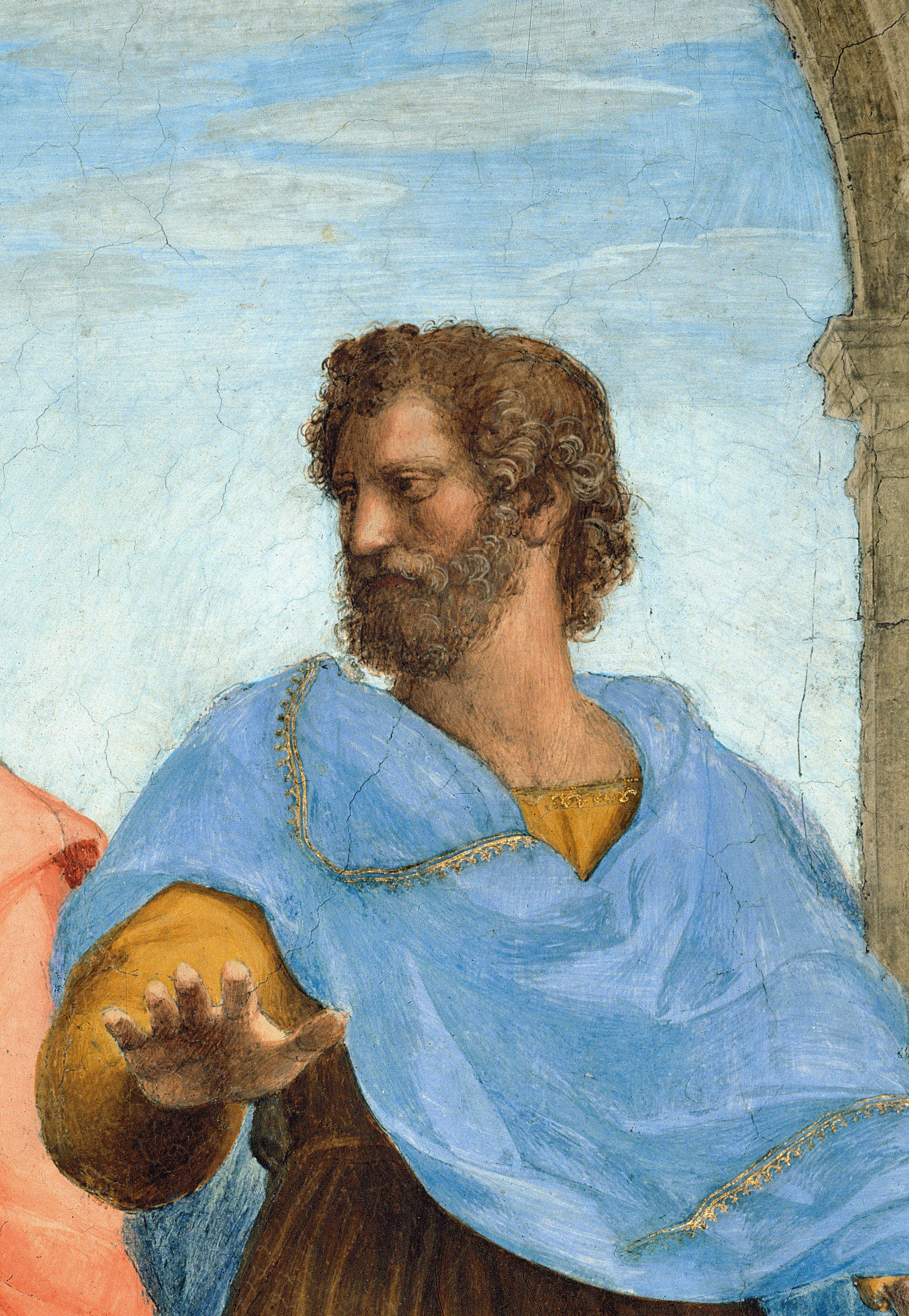 Arisztotelész görög filozófus Raffaello Az athéni iskola című festményén