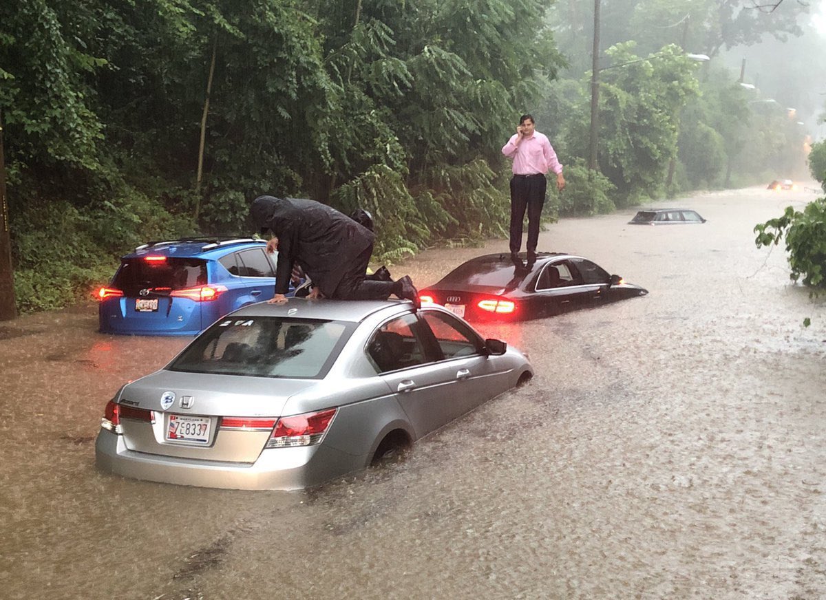 Házak és autók tetejéről mentették az embereket, akkora eső zúdult Washingtonra