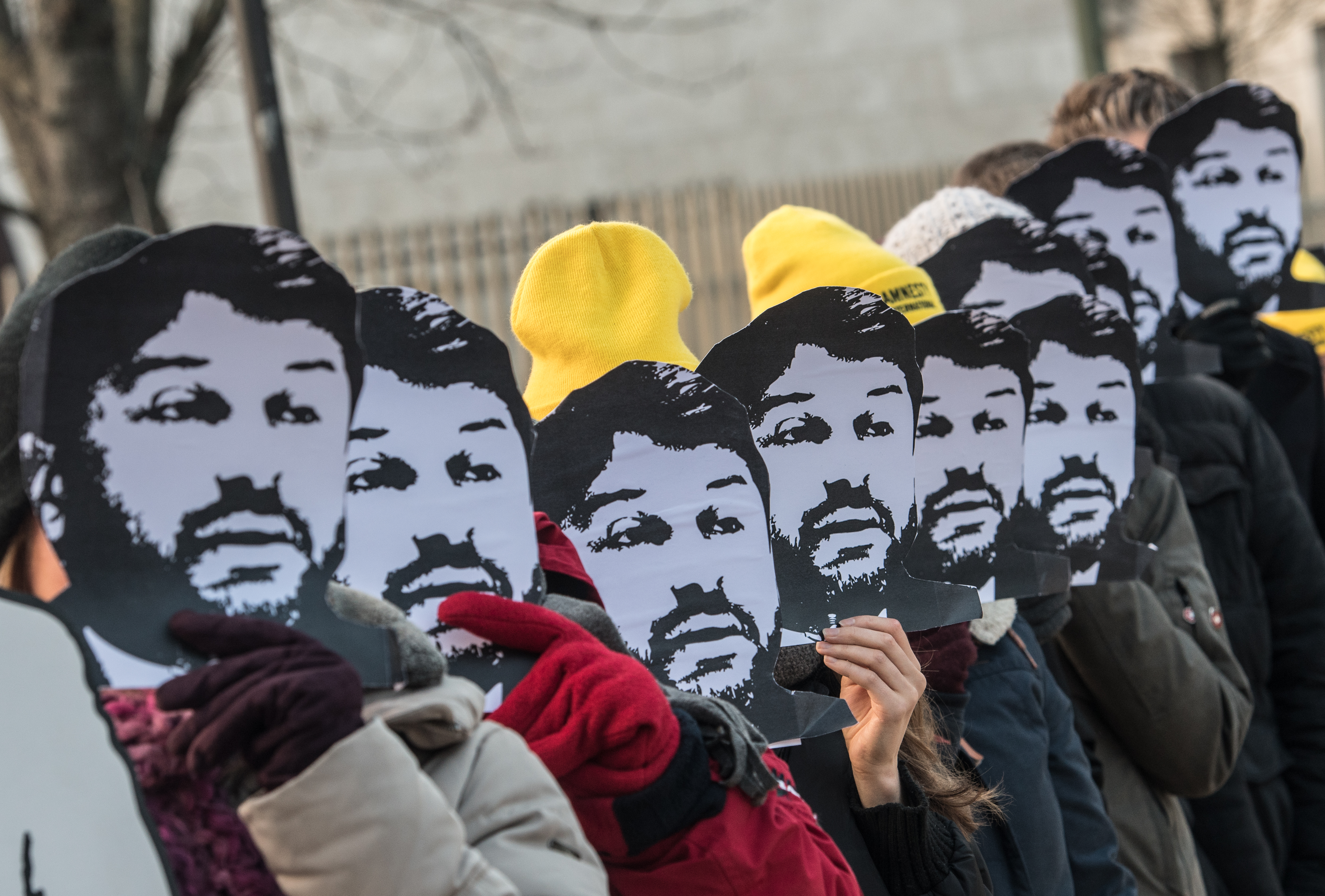 Tiltakozás a berlini török követség előtt 2018 februárjában