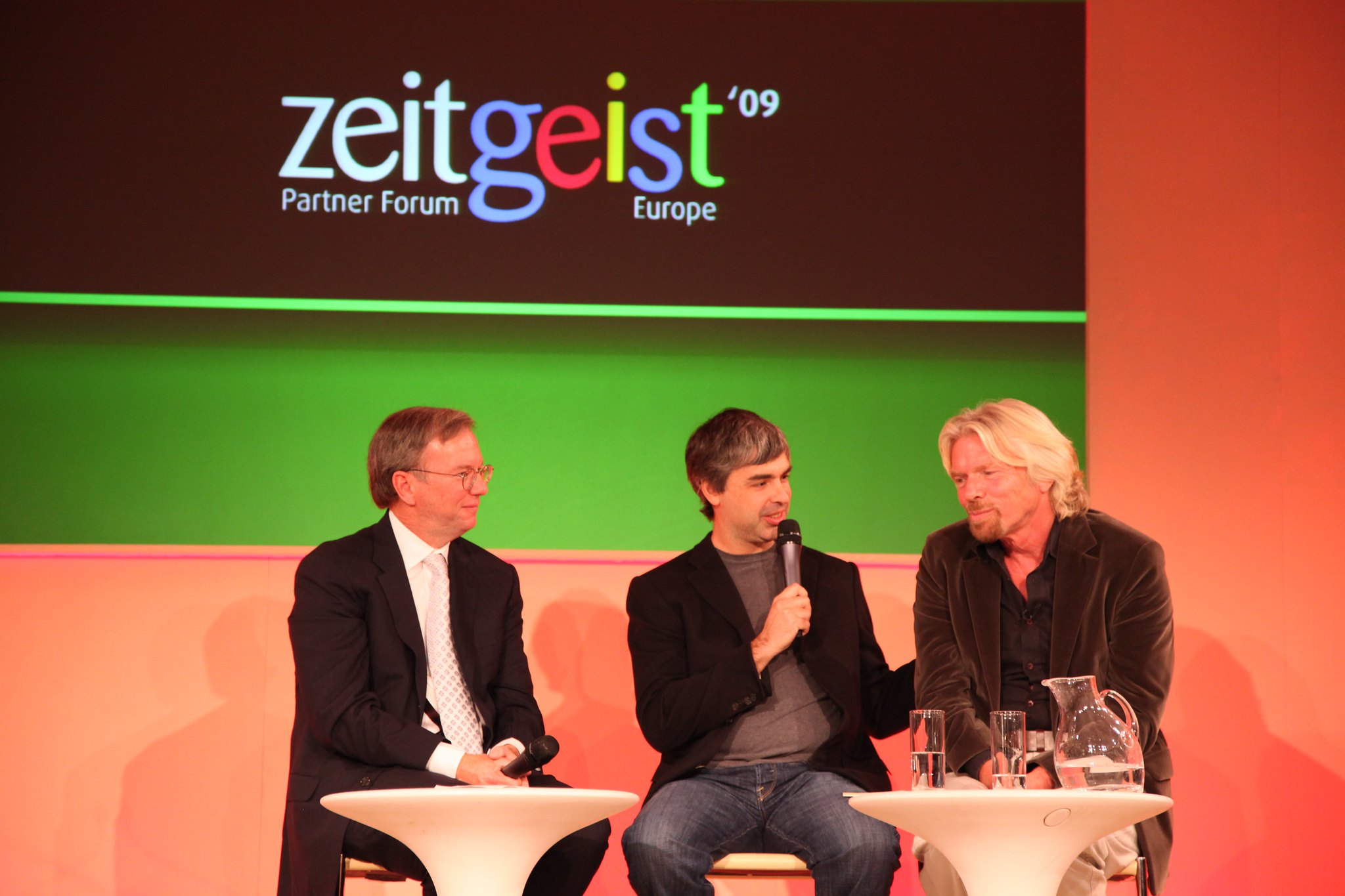 Eric Schmidt, Larry Page és Richard Branson a Google 2009-es Zeitgeist rendezvényén