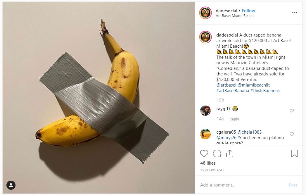 Az olasz művészzseni, Maurizio Cattelan most banánokat árul dollárszázezrekért