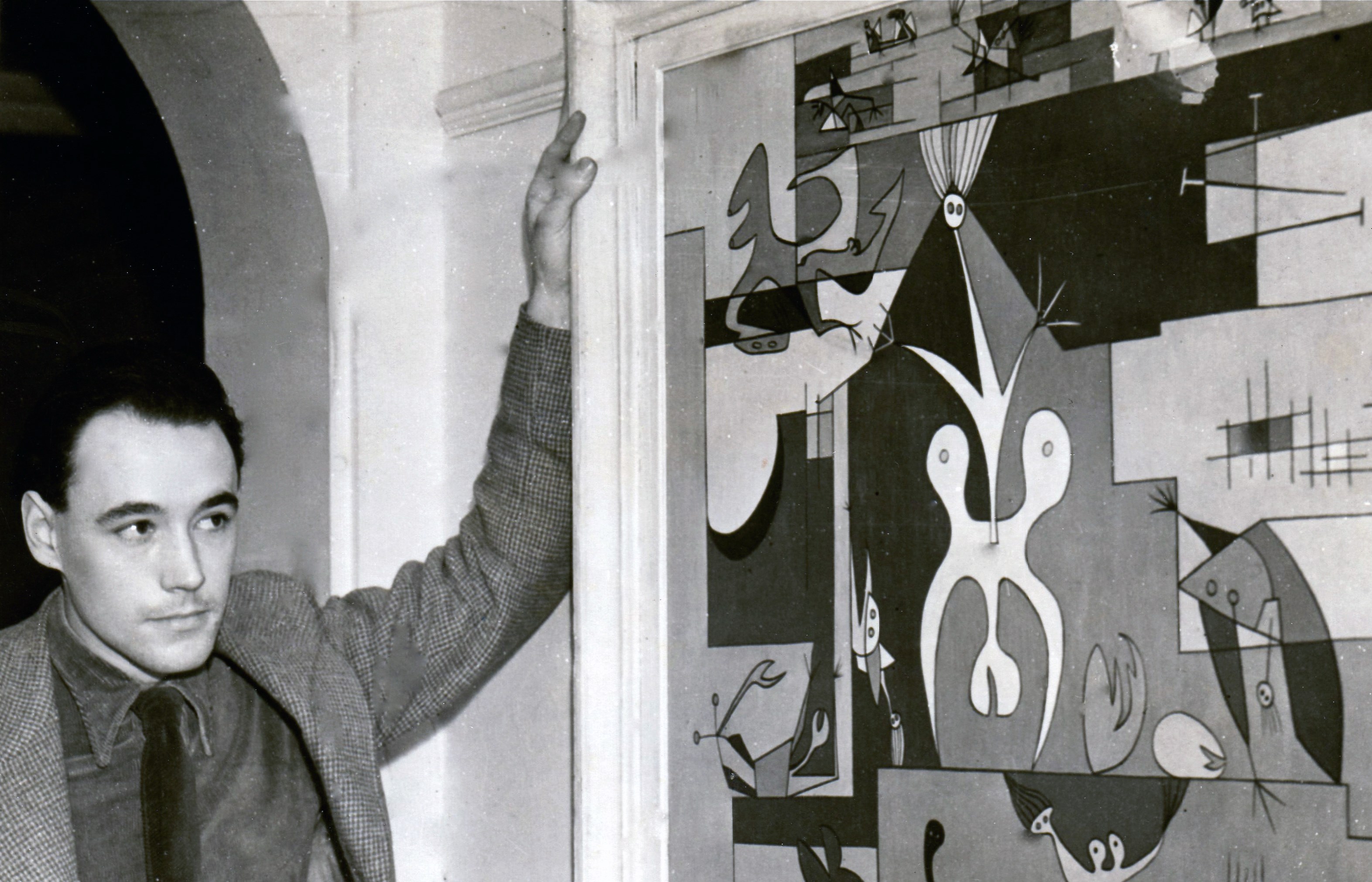 Desmond Morris saját festményével 1950-ben