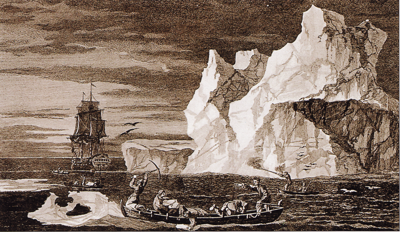 A Resolution fedélzetén utazó festőművész, William Hodges rajza a déli sarkkörről